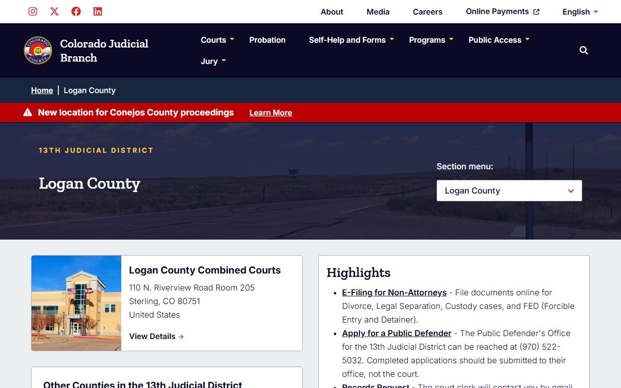 Logan County District Court divorce decree information page