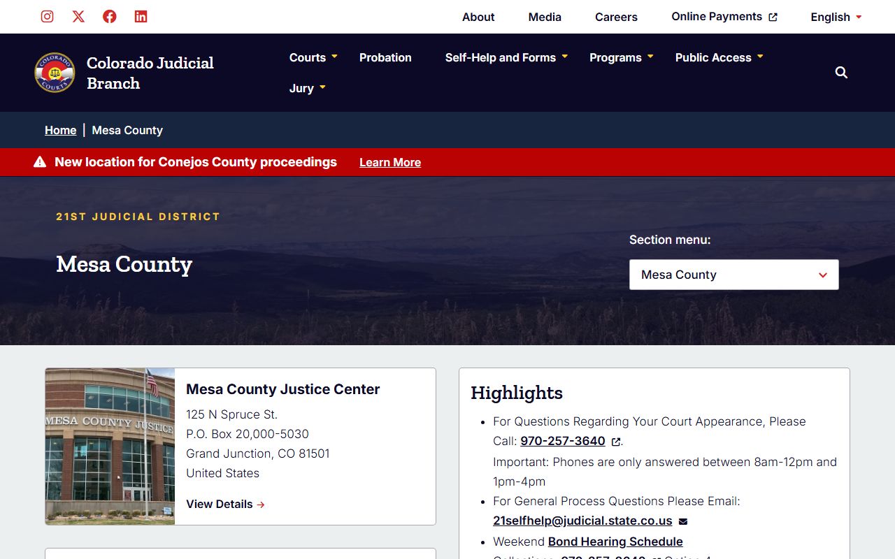 Mesa County District Court divorce decree information page