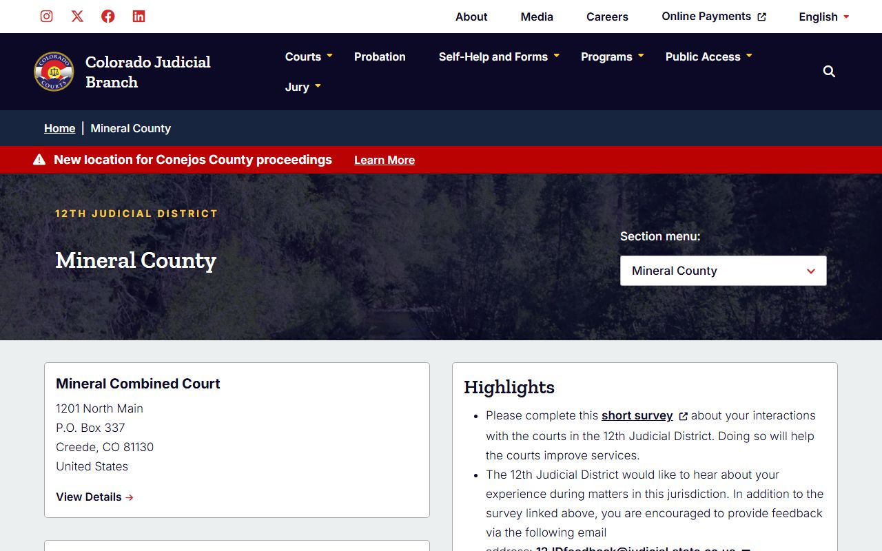 Mineral County District Court divorce decree information page